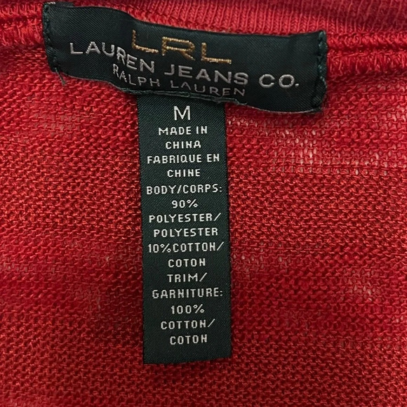 Ralph Lauren red textured top 3/4 sleeve top, Size Medium - Picture 7 of 7